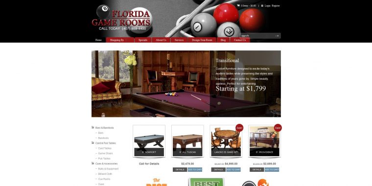 Florida Game Rooms website designed by Innovating Trends